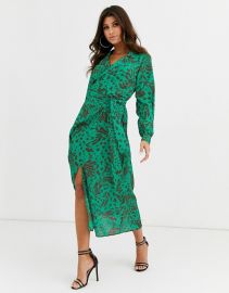 ASOS DESIGN wrap front midi dress in abstract animal print   ASOS at Asos